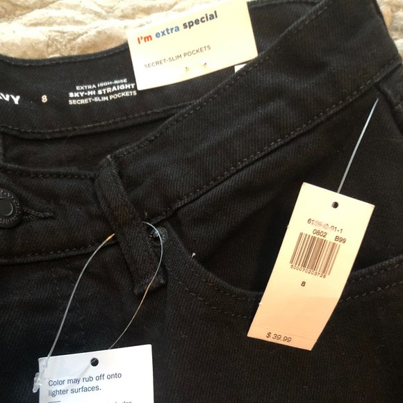 Extra High-Waisted Sky-Hi Straight Black Jeans for Women - Picture 3 of 5